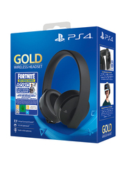 Sony PlayStation Gold Wireless On-Ear Noise Cancelling Stereo Gaming Headset, with Fortnite Voucher, Black
