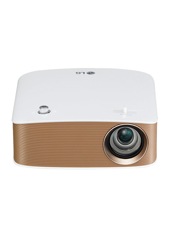 LG PH150G Cinebeam HD LED Wireless Projector, 130 Lumens, Built-in Speaker, White/Copper