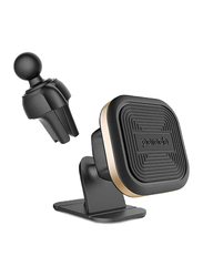 Porodo Aluminum Magnetic Air Vent + Stick-On Holder Car Mount for Smartphone, Gold