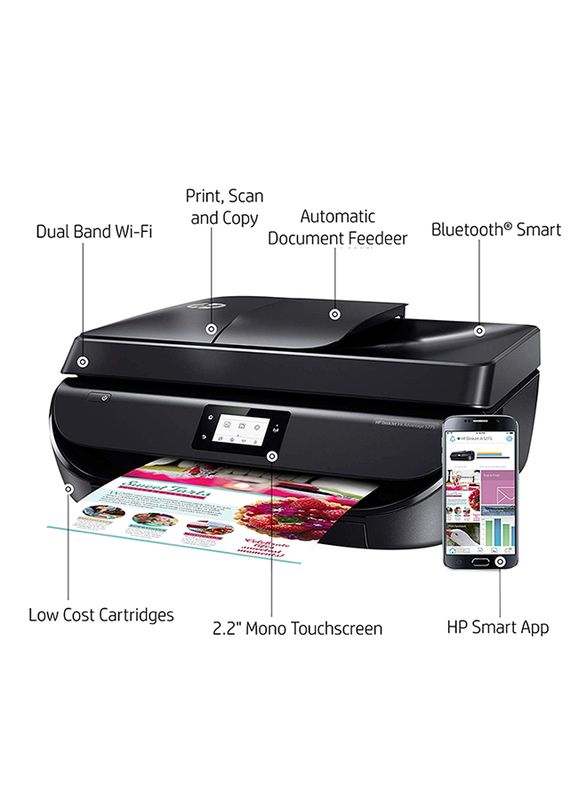 HP DeskJet Ink Advantage 5075 M2U86C All-in-One Printer, Black