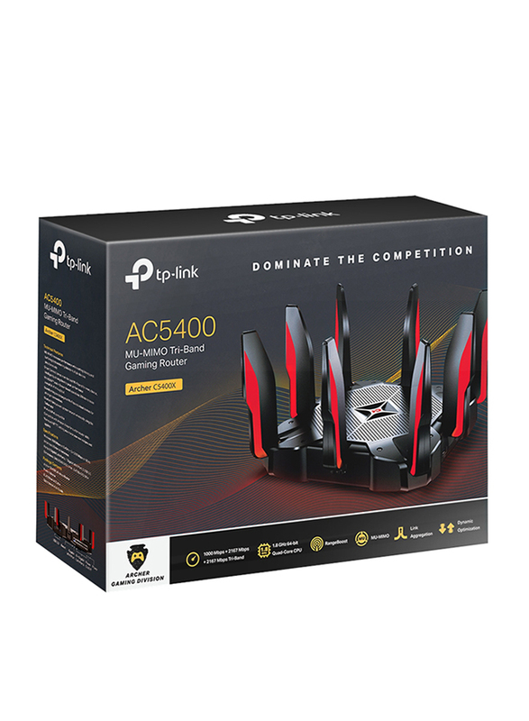 TP-Link Archer Gaming Mu-mimo Tri-Band Router AC5400, Black/Red