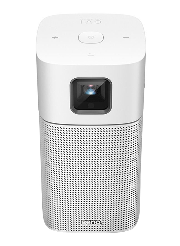 BenQ GV1 FHD LED Wireless Portable Projector, 200 Lumens, Wi-Fi and Bluetooth Speaker, Silver