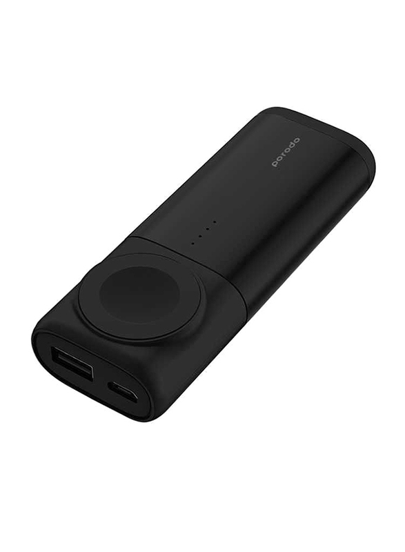 Porodo 5200mAh 2 in 1 PD-W09-BK Wireless Fast Charging Power Bank, Black