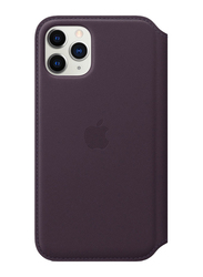 Apple Leather Folio for Apple iPhone 11 Pro Mobile Phone, Aubergine
