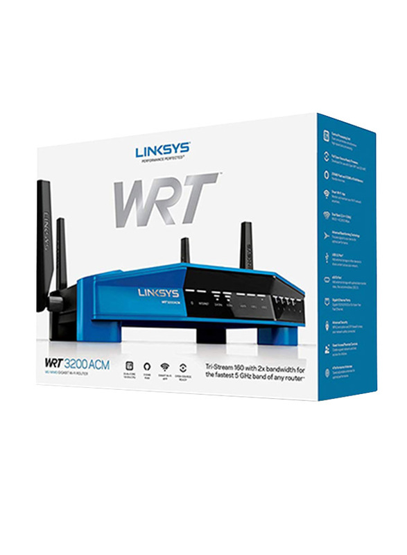 Linksys WRT3200ACM Mu-mimo Gigabit Wi-Fi Router AC3200, Black/Blue