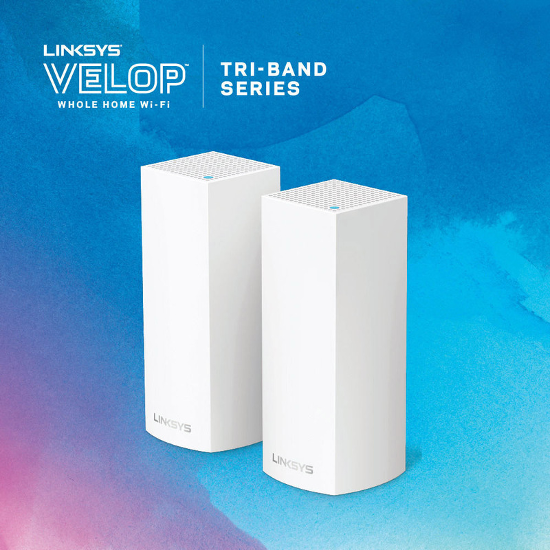 Linksys Velop Whole Home Intelligent Mesh Wi-Fi System, Tri-Band, 2-pack, White
