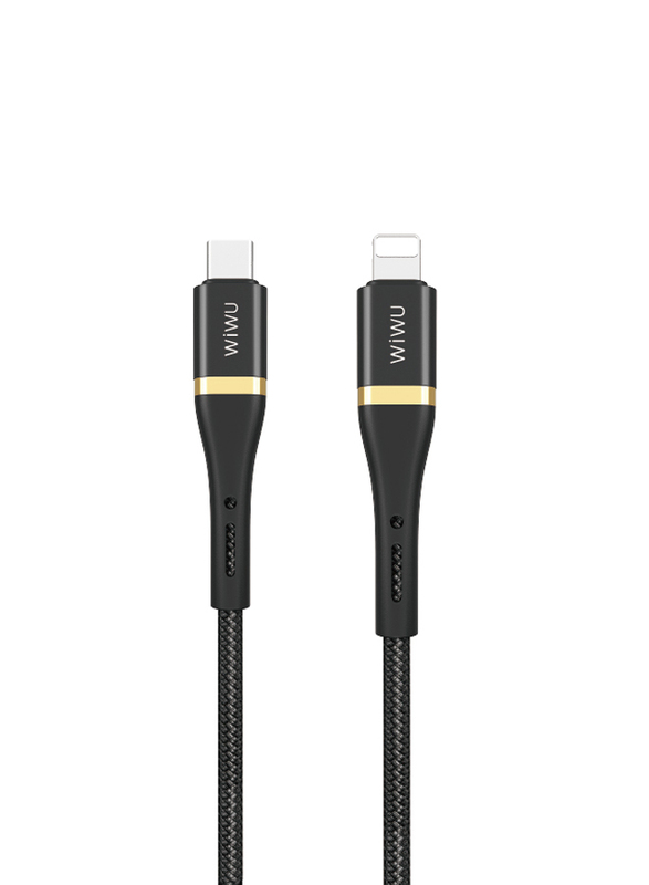 

WiWu 2-Meter Elite Charge and Data Sync Cable, 2.4A USB Type-C to Lightning for Smartphone, Black