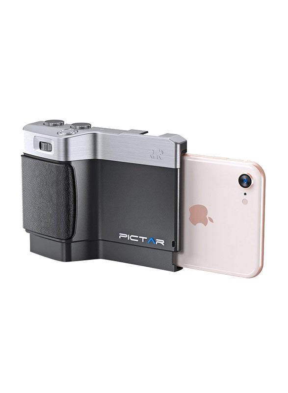 

Miggo Pictar One Camera-Grip Holder with Padded Pouch/Wrist Strap for Apple iPhone 4/4s/5/5s/5c/6/6s/SE/7, Black/Grey