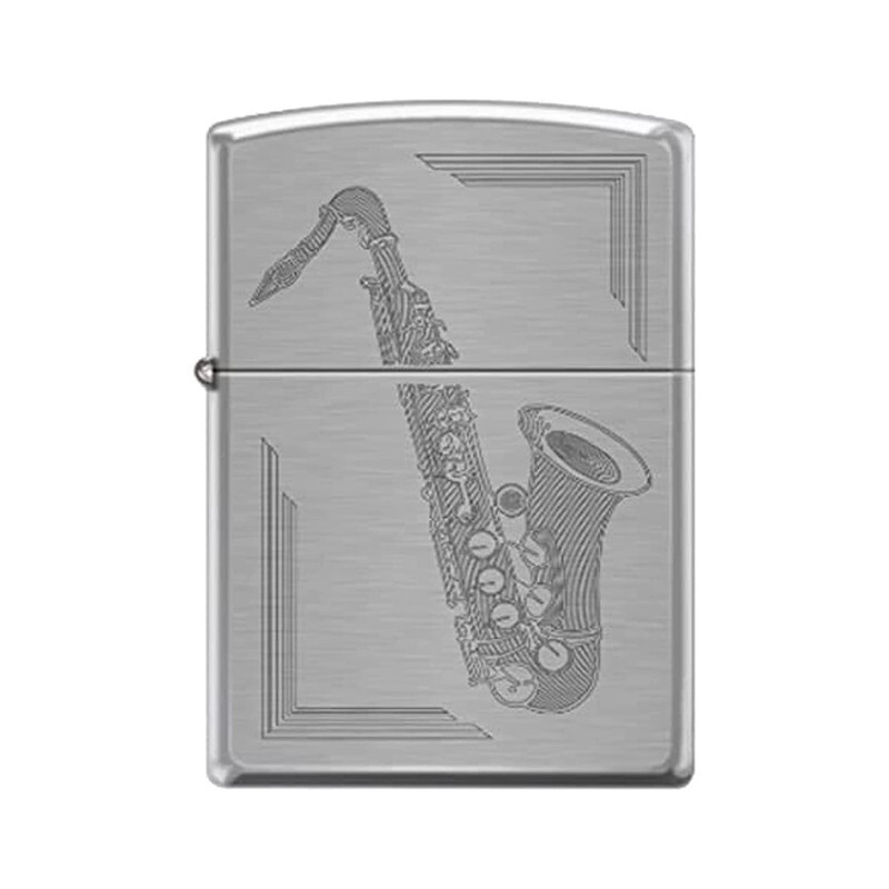 

Zippo 200 AE401160 Regular Saxophone Design Windproof Lighter, Chrome Silver