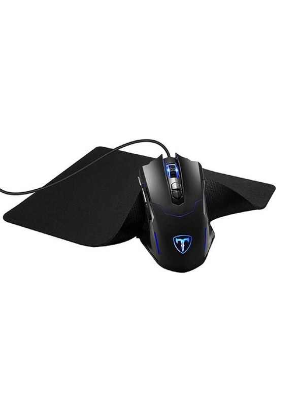 

Generic Ergonomic Optical Wired Gaming Mouse with Mouse Pad, GEPC056BB, Black
