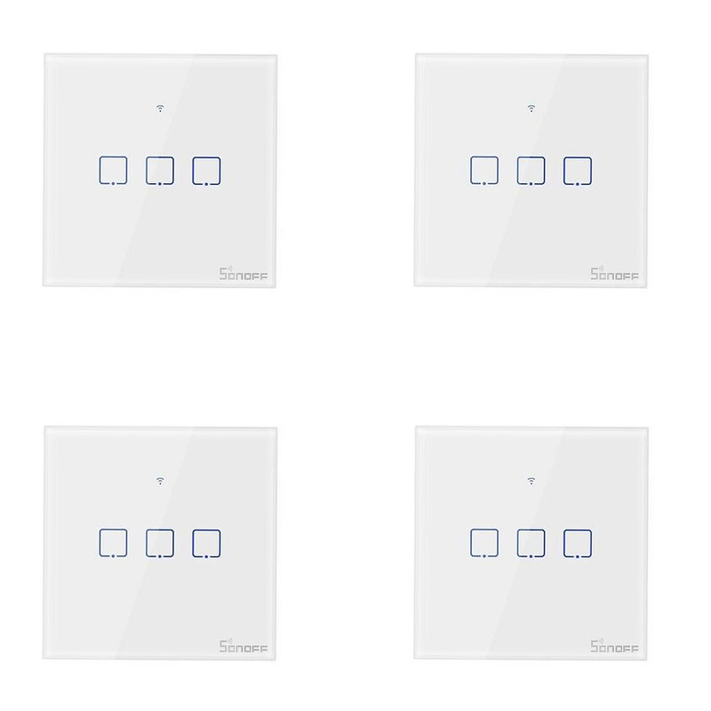 

Sonoff TX T1UK3C-TX 3 Gang Way Smart WiFi Wall Light Switch Pack of 4
