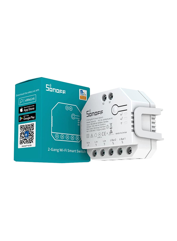 

Sonoff DIY DUALR3 Smart Dual Relay Wi-Fi Switch with Power Metering, White