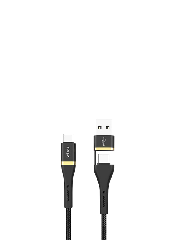 

WiWu 1.2-Meter Elite Data Cable, 3A USB A/Type-C Male to USB Type-C for Smartphone, ED-106, Black