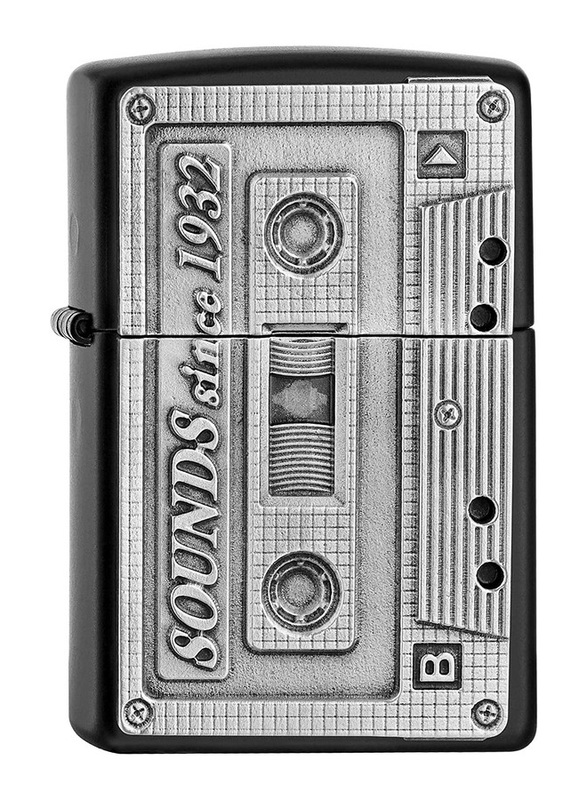 

Zippo Sounds Since 1932 Cassette Tape Design Classic Lighter, Black