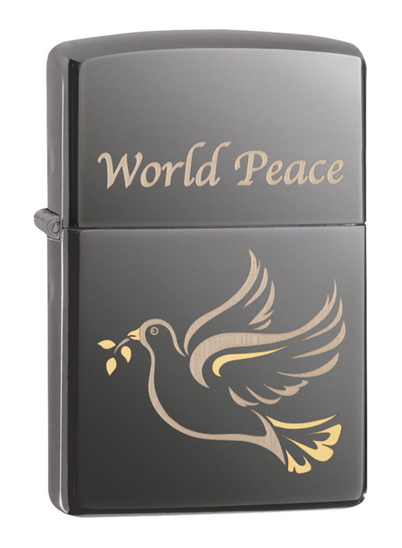 

Zippo World Peace with Dove Design Classic Lighter, Black Ice