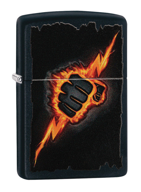 

Zippo Lightning Bolt Fist with Flame Design Classic Lighter, Black