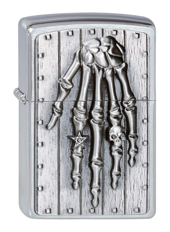 

Zippo Skeleton Hand 3D Emblem Classic Lighter, Grey