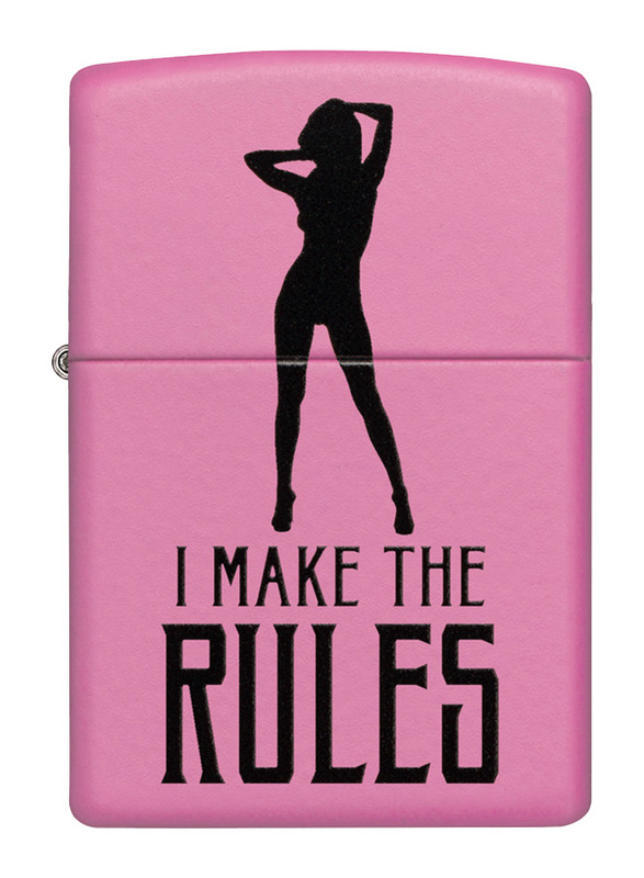

Zippo I Make the Rules Print in Black with Lady Silhouette Design Lighter, Pink