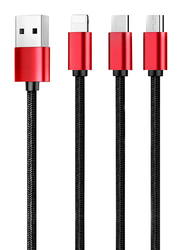 3 in 1 Multifunctional USB Kit Cable, USB A Male to Multiple Types for Smartphones/Tablets, Black