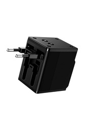 iSafe Universal All in One Travel Worldwide Power Adapter, Black