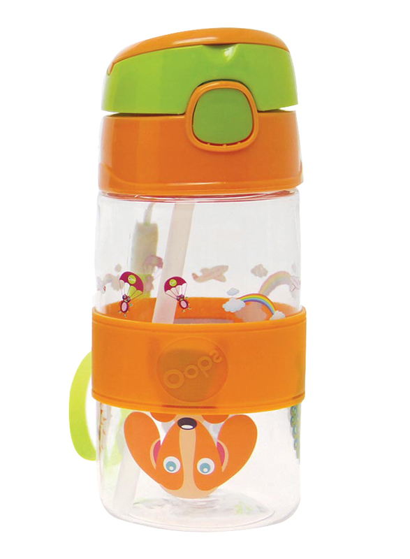 Oops Chic Cool Straw Water Bottle 400ml, City, Orange