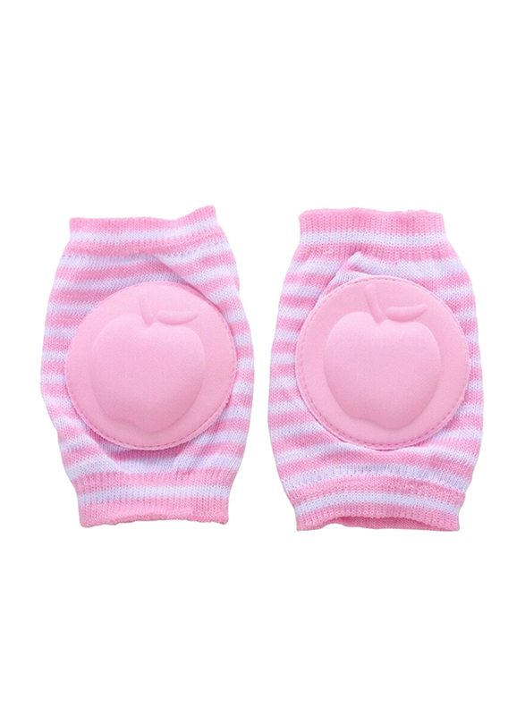 B-Safe Apple Stripes Knee Pads for Girls, Cotton, 18-24 Months, Pink