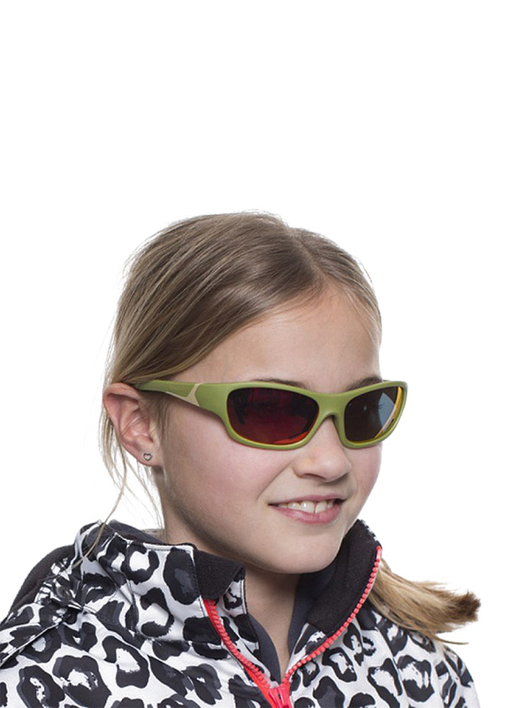 Koolsun Full Rim Sport Sunglasses Kids Unisex, Mirrored Orange Revo Lens, KS-SPOLBR006, 6-12 years, Army Green/Taos Taupe