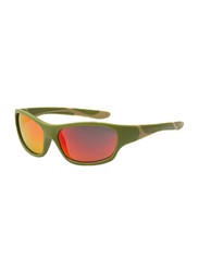 Koolsun Full Rim Sport Sunglasses Kids Unisex, Mirrored Orange Revo Lens, KS-SPOLBR003, 3-8 years, Army Green/Taos Taupe