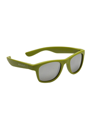 Koolsun Full Rim Wave Sunglasses Kids Unisex, Mirrored Silver Lens, KS-WAOB003, 3-10 years, Army Green