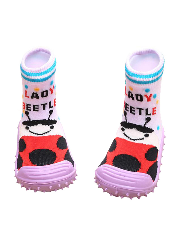 Cool Grip Lady Beetle Baby Shoe Socks Unisex, Size 21, 18-24 Months, Pink