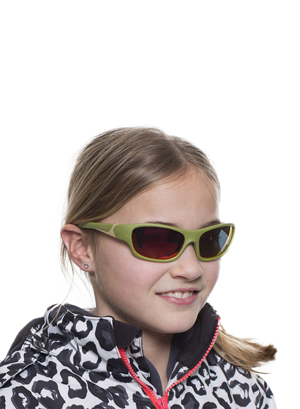 Koolsun Full Rim Sport Sunglasses Kids Unisex, Mirrored Orange Revo Lens, KS-SPOLBR003, 3-8 years, Army Green/Taos Taupe