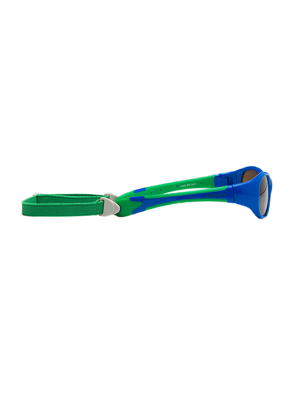 Koolsun Full Rim Flex Sunglasses Kids Unisex, Mirrored Silver Lens, KS-FLRS003, 3-6 years, Royal/Green