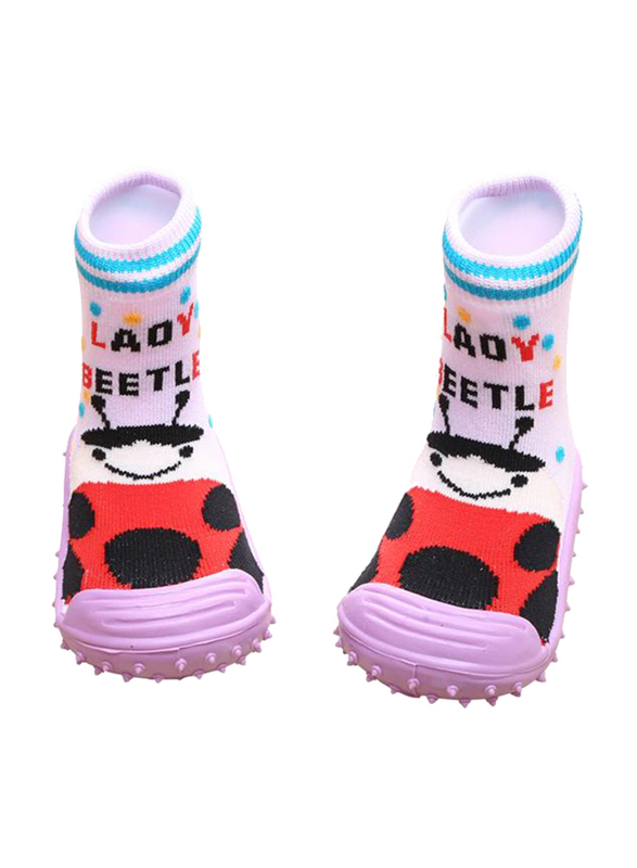 Cool Grip Lady Beetle Baby Shoe Socks Unisex, Size 22, 24-36 Months, Pink