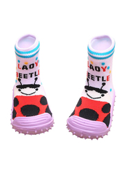 Cool Grip Lady Beetle Baby Shoe Socks Unisex, Size 22, 24-36 Months, Pink