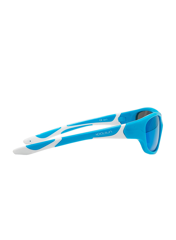 Koolsun Full Rim Sport Sunglasses for Boys, Ice Blue Revo Lens, KS-SPBLSH003, 3-8 years, Aqua/White