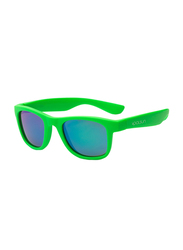 Koolsun Full Rim Wave Sunglasses Kids Unisex, Mirrored Green Lens, KS-WANG001, 1-5 years, Neon Green