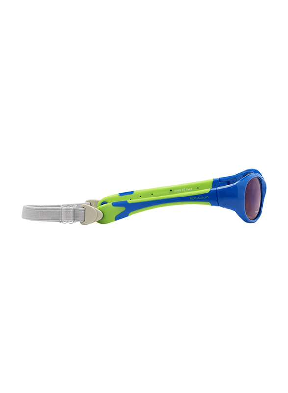 Koolsun Full Rim Flex Sunglasses for Boys, Mirrored Silver Lens, KS-FLBL000, 0-3 years, Blue/Lime
