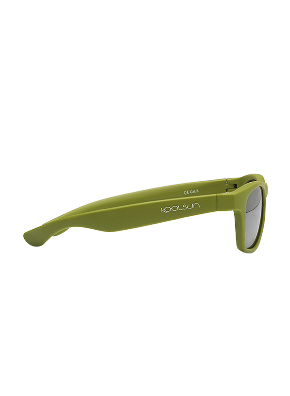 Koolsun Full Rim Wave Sunglasses Kids Unisex, Mirrored Silver Lens, KS-WAOB001, 1-5 years, Army Green