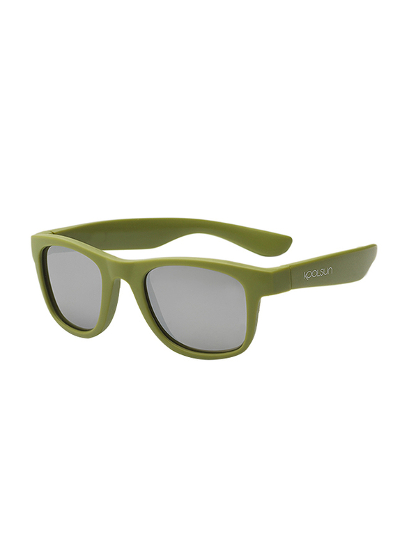 Koolsun Full Rim Wave Sunglasses Kids Unisex, Mirrored Silver Lens, KS-WAOB001, 1-5 years, Army Green