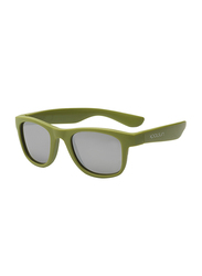 Koolsun Full Rim Wave Sunglasses Kids Unisex, Mirrored Silver Lens, KS-WAOB001, 1-5 years, Army Green