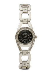 Mon Grandeur Analog Watch for Women with Stainless Steel Band, Water Resistant, HG3793LSB, Silver-Black