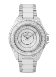 Mon Grandeur Analog Watch for Women with Stainless Steel Band, Water Resistant, KK-1027, White