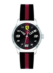 Scuderia Ferrari Pitlane Analog Unisex Watch with Silicone Band, Water Resistant, 860002, Black