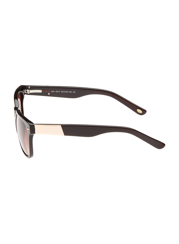 Maxima Full Rim Wayfarer Black Sunglasses Unisex, Brown/Beige Lens, MX0017-C3, 53/18