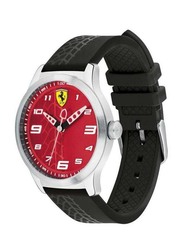 Scuderia Ferrari Pitlane Analog Watch for Men with Silicone Band, Water Resistant, 840021, Black-Red