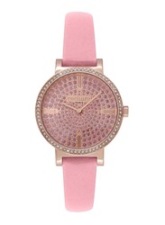 Cacharel Analog Watch for Women with Leather Band, Water Resistant, CLD033S/2TT, Pink-Rose Gold