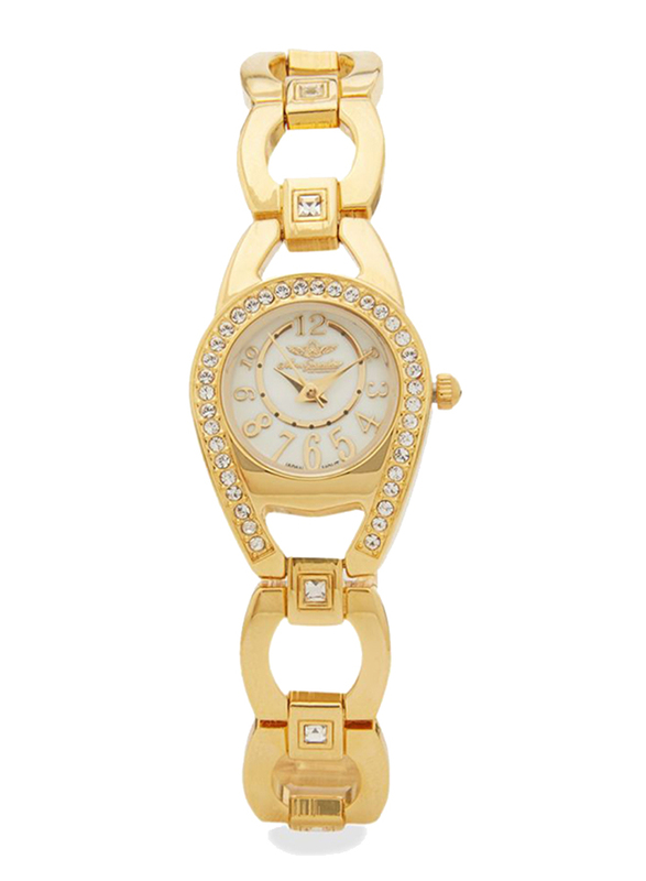 Mon Grandeur Analog Watch for Women with Stainless Steel Band, Water Resistant, HG3793LGW, Gold-White