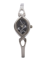 Previa Analog Watch for Women with Stainless Steel Band, Water Resistant, GF-09092LSSB, Silver-Black