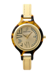Jacques Farel Analog Watch for Women with Leather Band, FAR1237, Gold