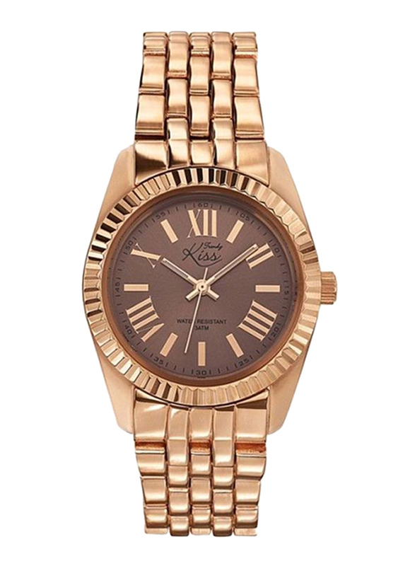 

Trendy Kiss Analog Watch for Women with Stainless Steel Band, Water Resistant, TK-TMG10043-14, Rose Gold-Brown